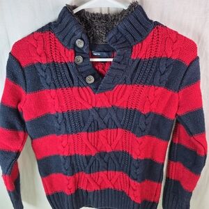 Gap Kids pullover sweater with 3 button front size medium (8) red and bl…